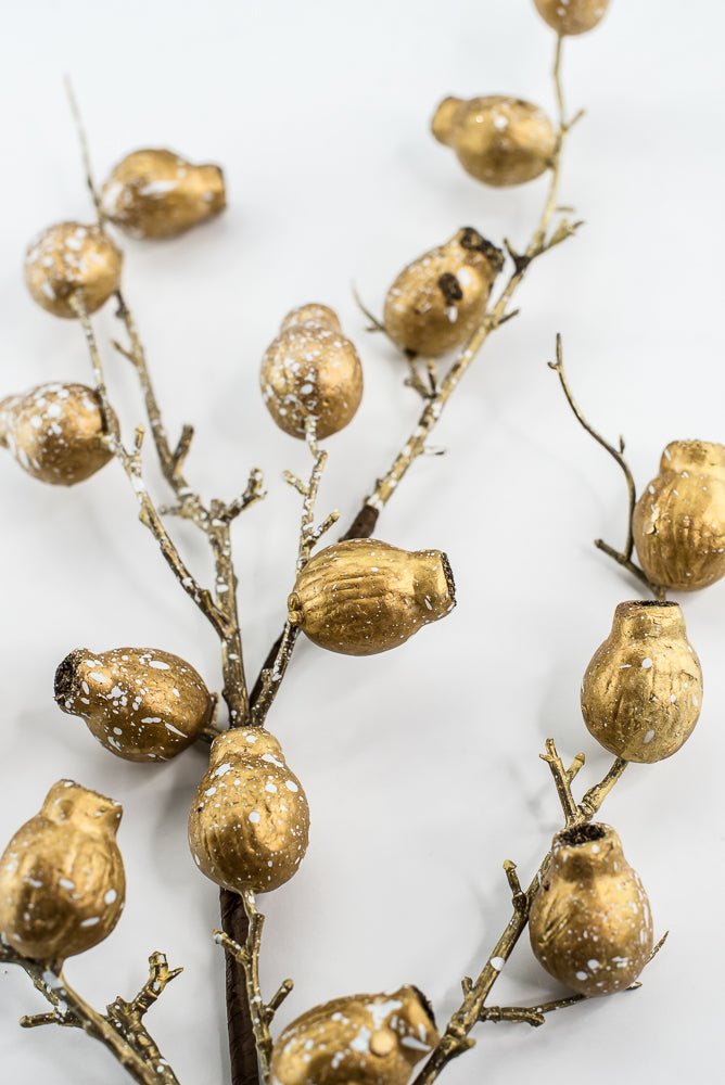Antique Gold Metallic Berry Pod Spray - 28" - Greenery MarketXG1142ANTGO