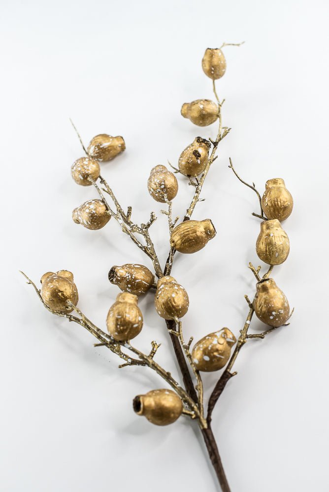 Antique Gold Metallic Berry Pod Spray - 28" - Greenery MarketXG1142ANTGO