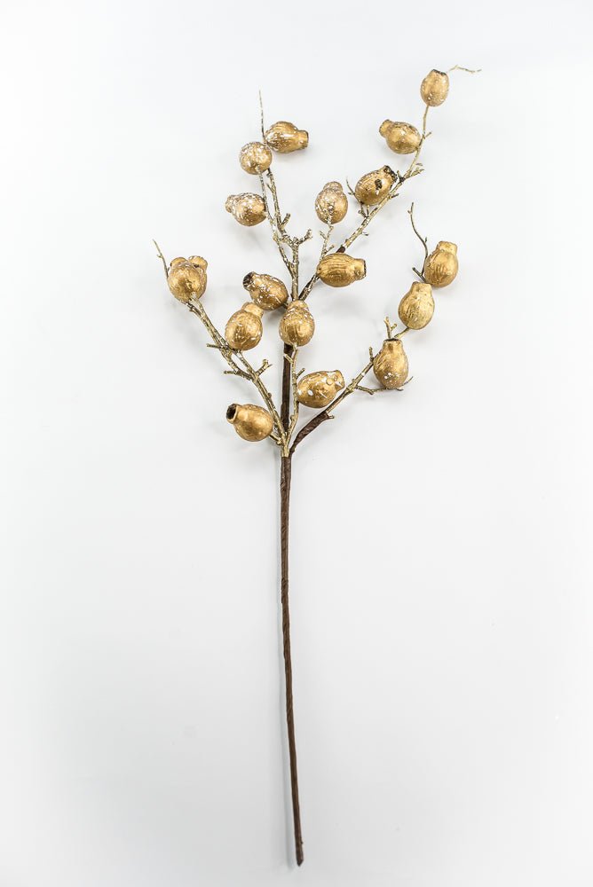 Antique Gold Metallic Berry Pod Spray - 28" - Greenery MarketXG1142ANTGO