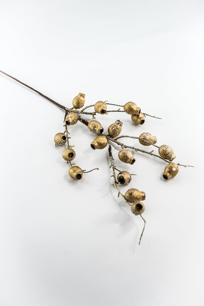 Antique Gold Metallic Berry Pod Spray - 28" - Greenery MarketXG1142ANTGO