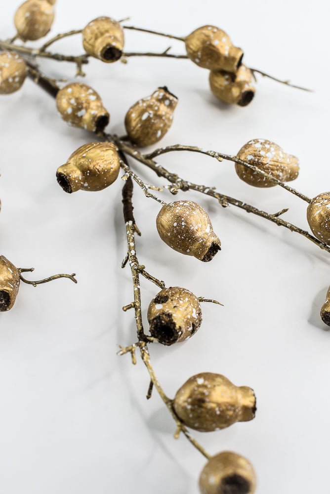 Antique Gold Metallic Berry Pod Spray - 28" - Greenery MarketXG1142ANTGO
