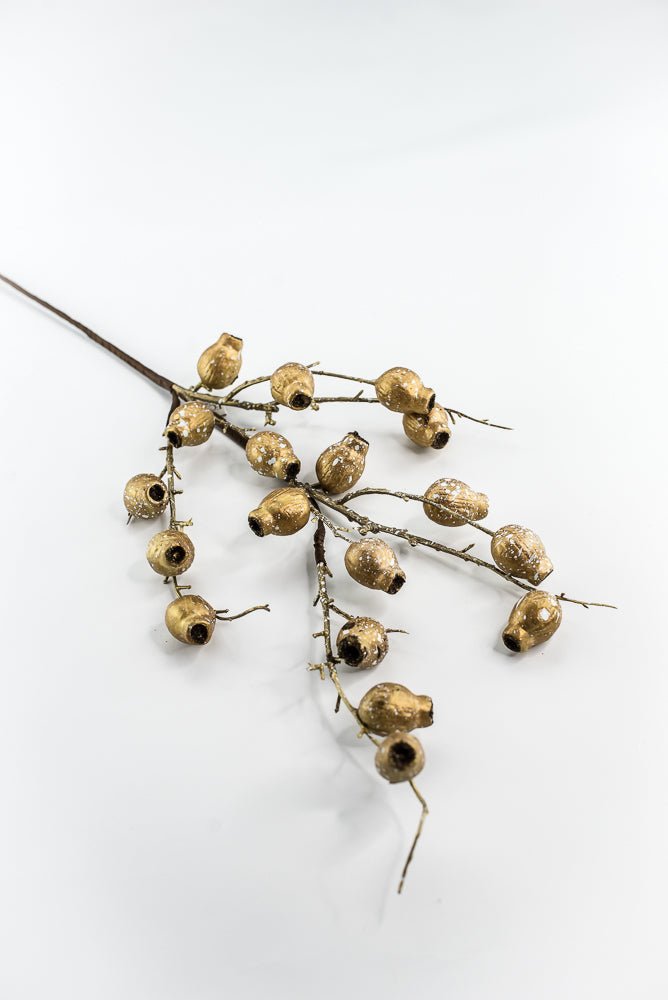 Antique Gold Metallic Berry Pod Spray - 28" - Greenery MarketXG1142ANTGO