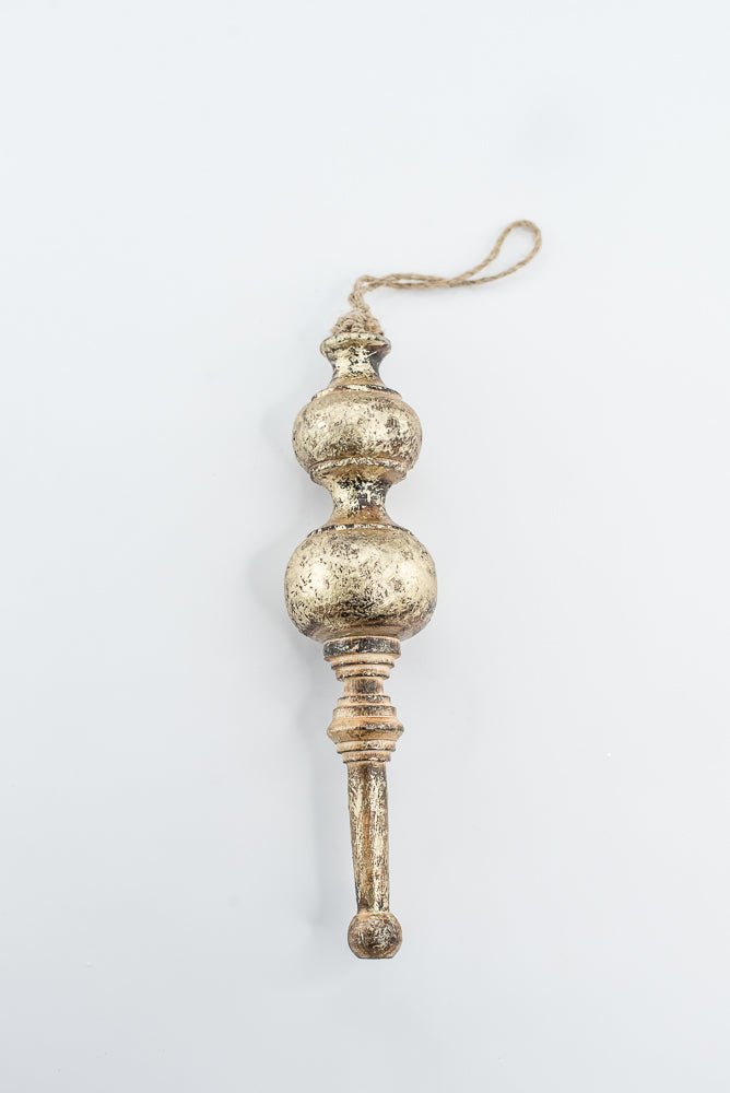 Antique, Washed Gold, Wood Finial Ornament - Set of 2 - Greenery MarketOrnaments230098