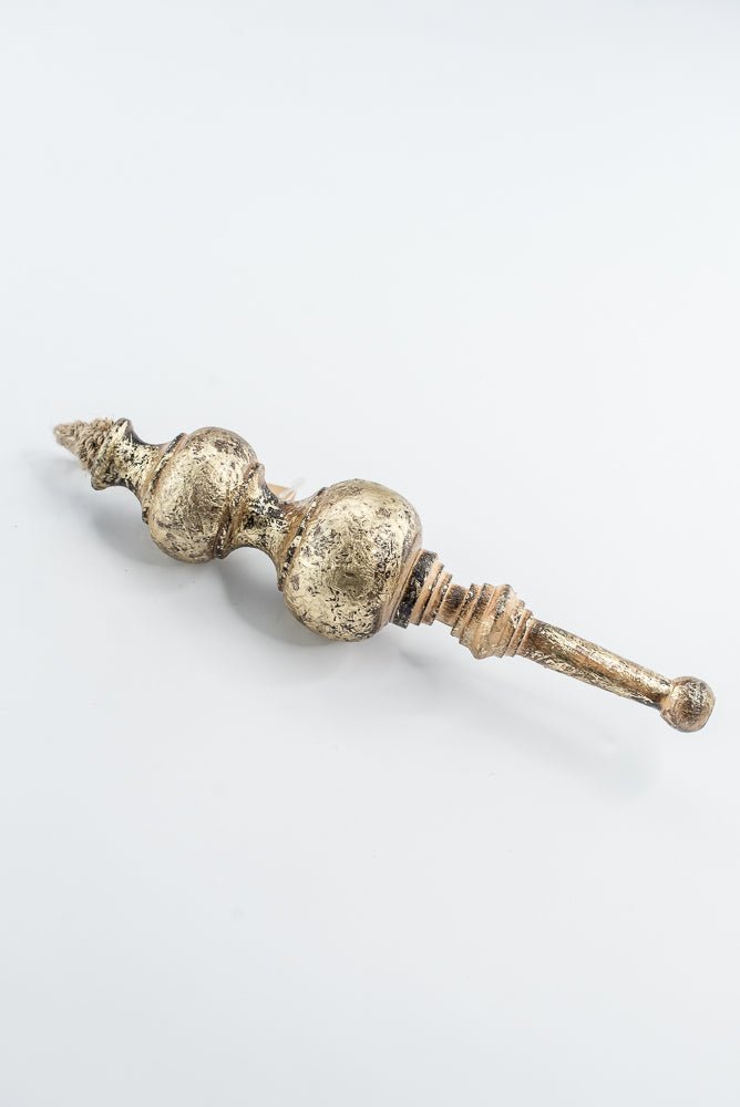 Antique, Washed Gold, Wood Finial Ornament - Set of 2 - Greenery MarketOrnaments230098