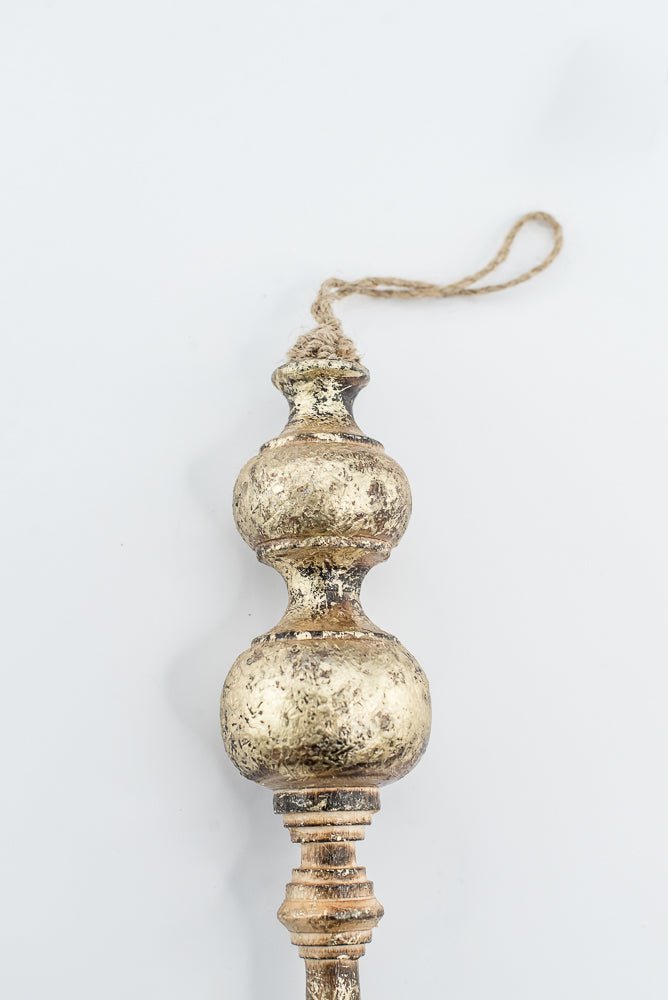 Antique, Washed Gold, Wood Finial Ornament - Set of 2 - Greenery MarketOrnaments230098