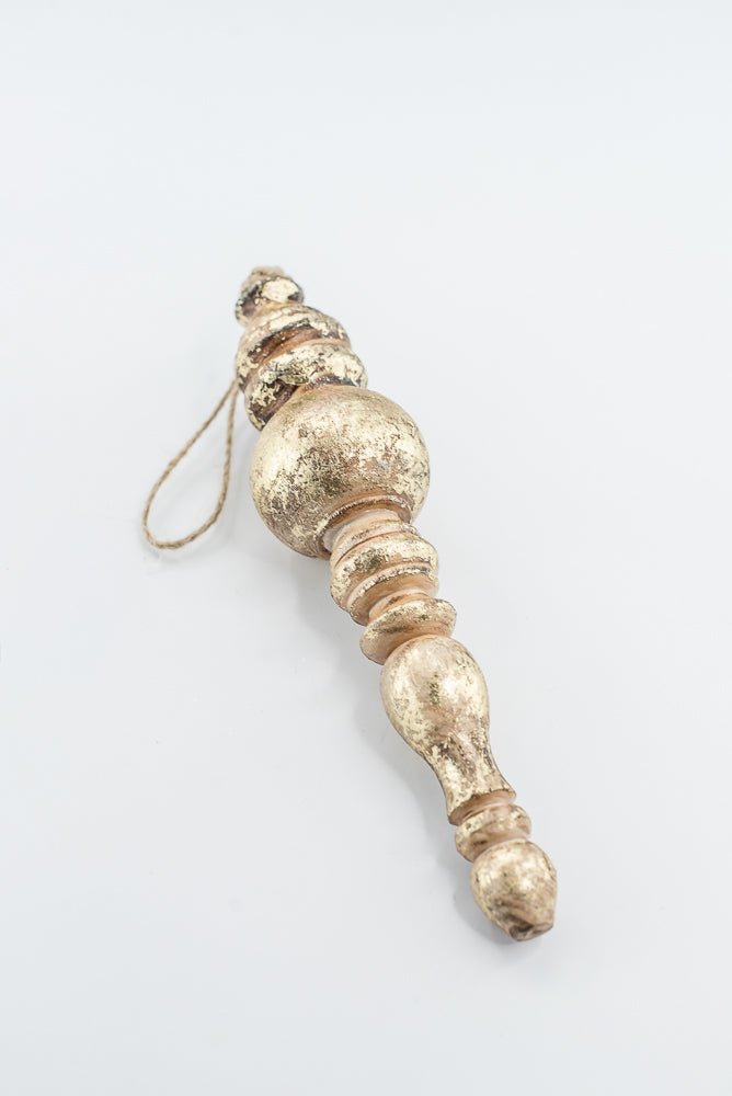 Antique, Washed Gold, Wood Finial Ornament - Set of 2 - Greenery MarketOrnaments230098