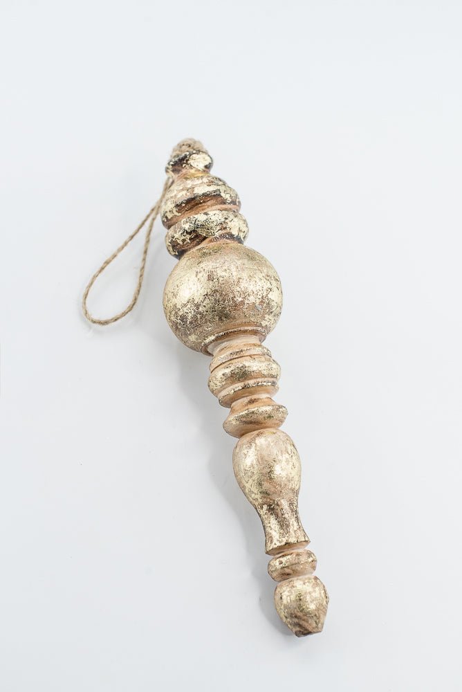 Antique, Washed Gold, Wood Finial Ornament - Set of 2 - Greenery MarketOrnaments230098