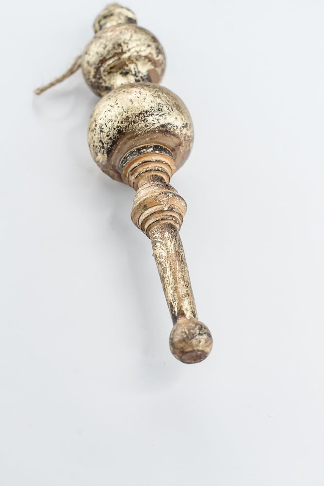 Antique, Washed Gold, Wood Finial Ornament - Set of 2 - Greenery MarketOrnaments230098