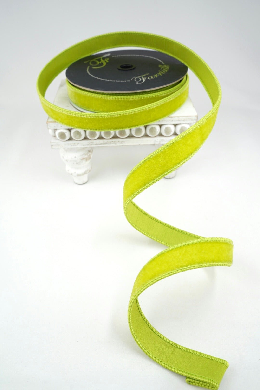 Apple Lime green plush velvet luster 1” farrisilk wired ribbon - Greenery MarketRibbons & TrimRG008-69