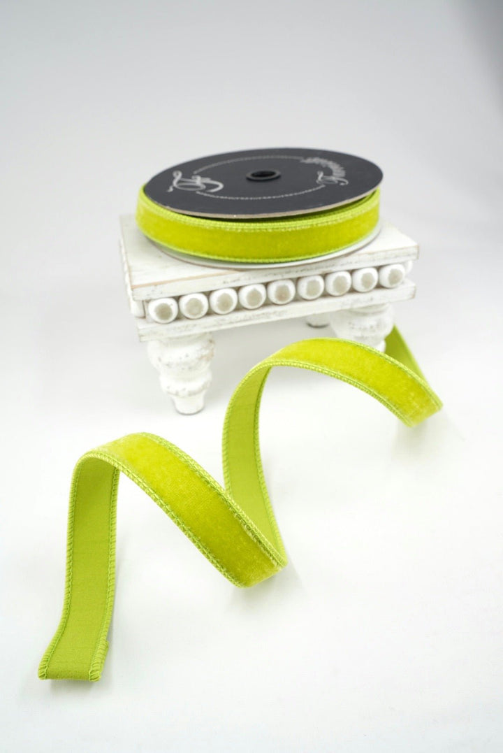 Apple Lime green plush velvet luster 1” farrisilk wired ribbon - Greenery MarketRibbons & TrimRG008-69