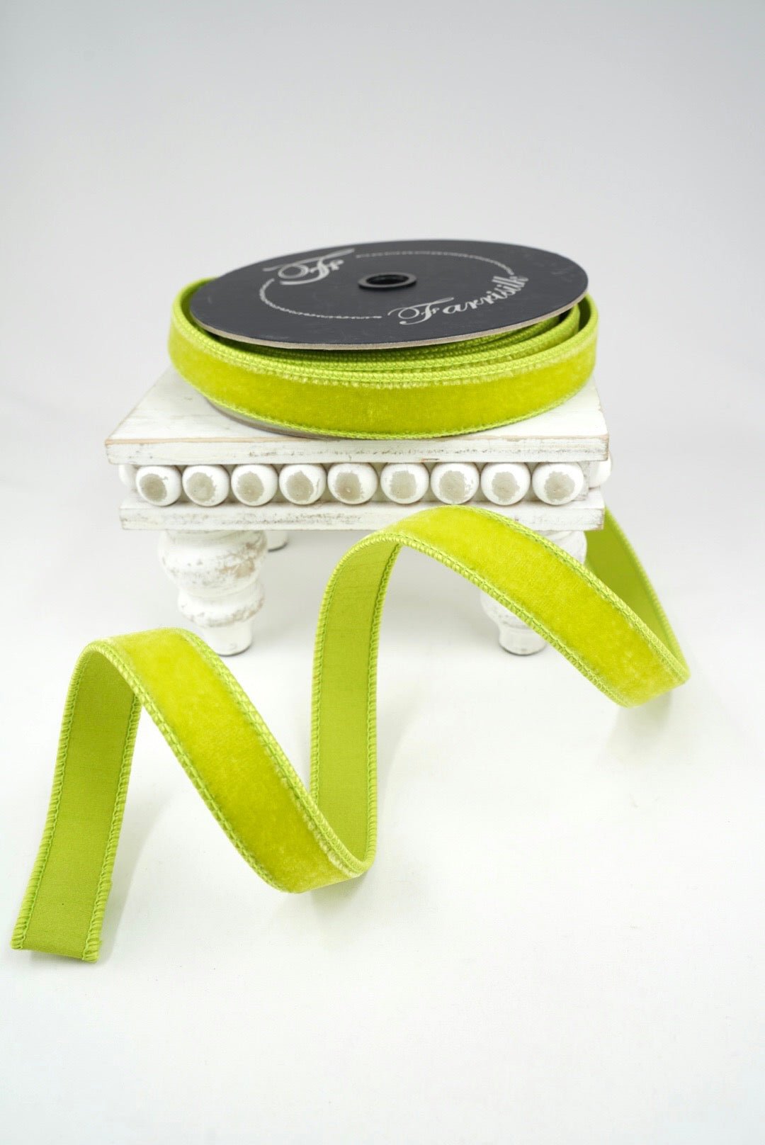 Apple Lime green plush velvet luster 1” farrisilk wired ribbon - Greenery MarketRibbons & TrimRG008-69