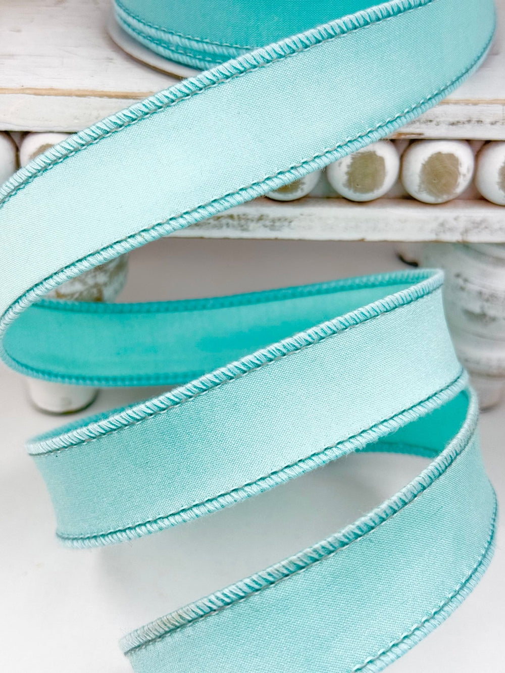 Aqua blue taffeta 1” farrisilk wired ribbon - Greenery MarketRibbons & TrimRk411-16