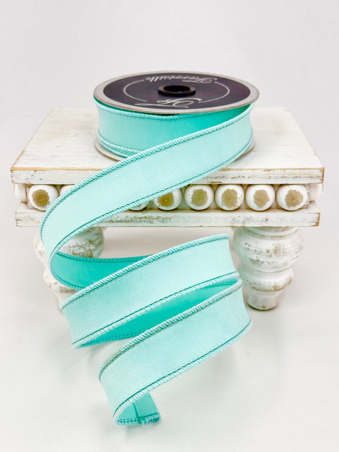 Aqua blue taffeta 1” farrisilk wired ribbon - Greenery MarketRibbons & TrimRk411-16