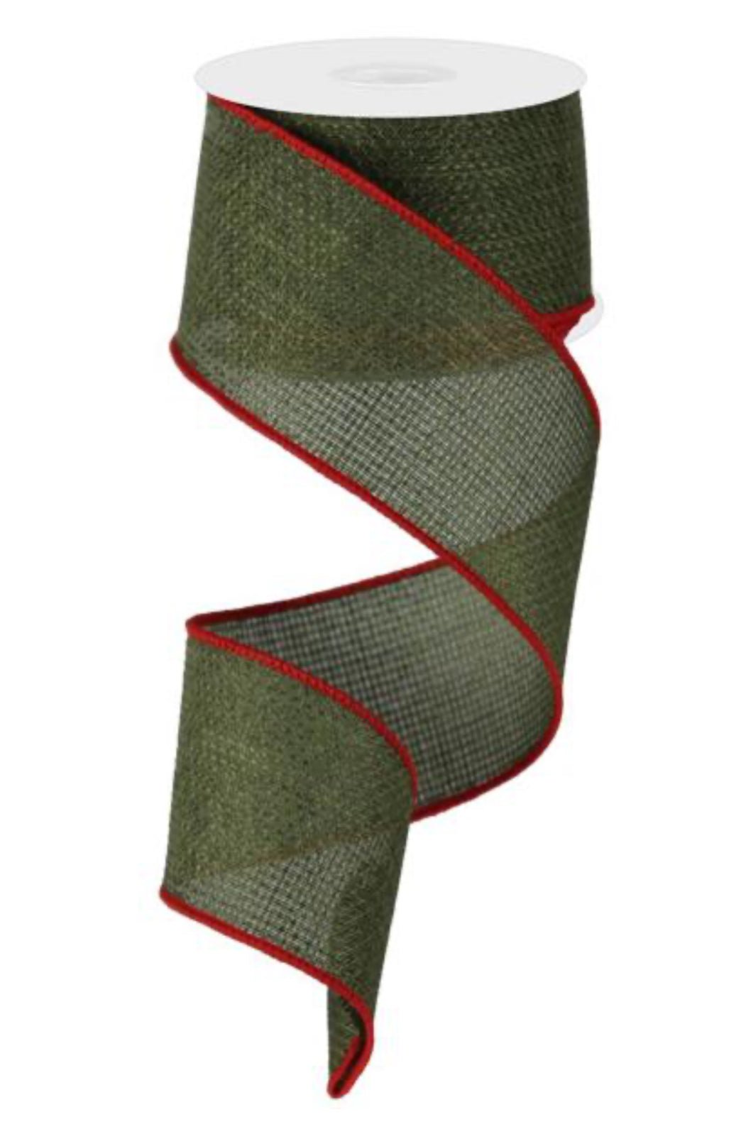 Army green with red edge wired ribbon 2.5” - Greenery MarketWired ribbonRG1276E6