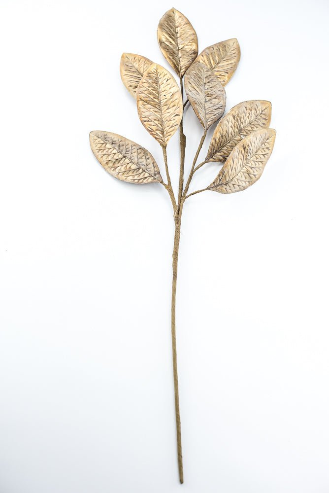 Artificial, Aged Gold, Magnolia Leaf Spray - 30" - Greenery MarketArtificial Flora40547