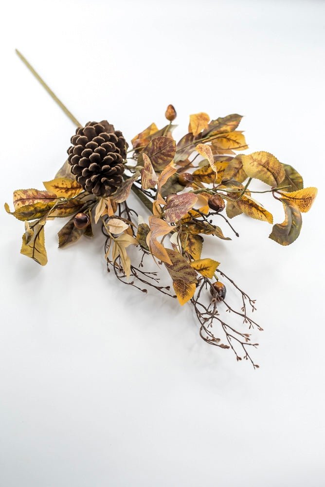 Artificial Autumn Leaves And Cone Spray - Greenery Marketgreenery235933