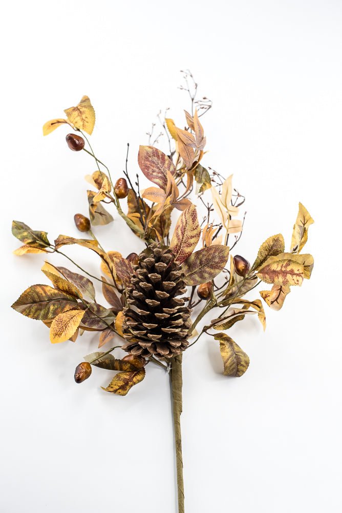 Artificial Autumn Leaves And Cone Spray - Greenery Marketgreenery235933