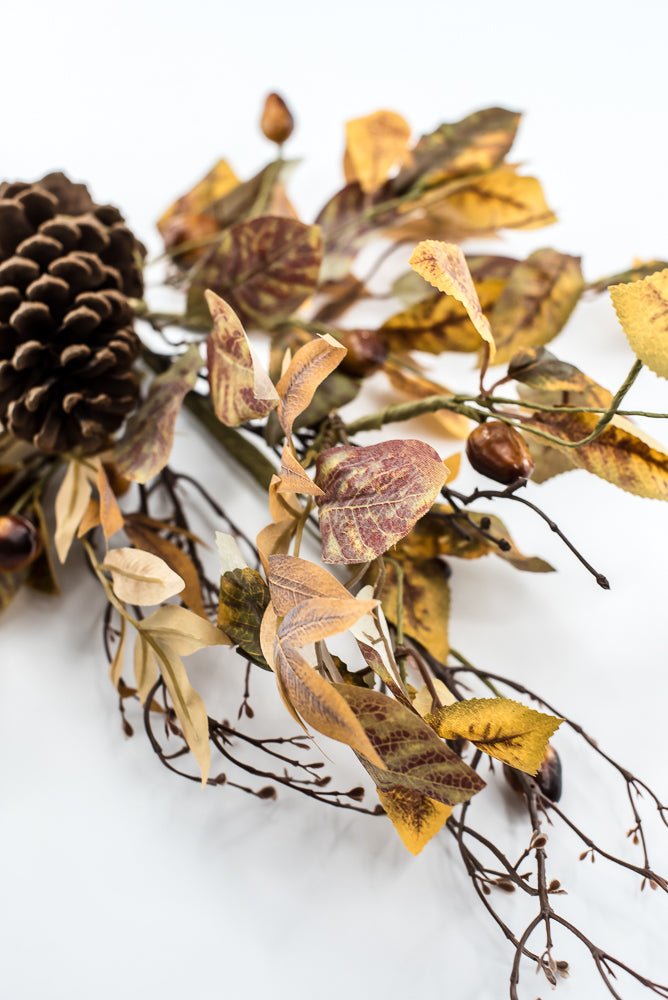 Artificial Autumn Leaves And Cone Spray - Greenery Marketgreenery235933