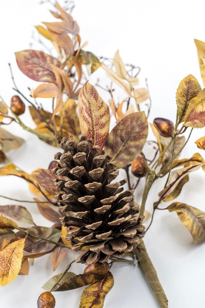 Artificial Autumn Leaves And Cone Spray - Greenery Marketgreenery235933
