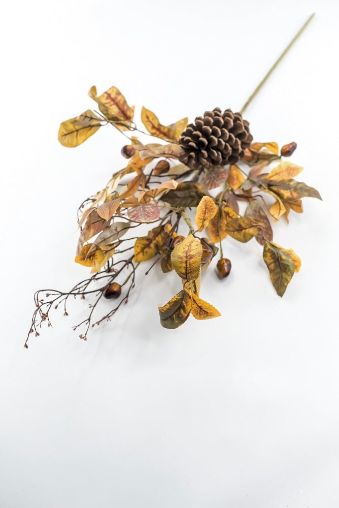 Artificial Autumn Leaves And Cone Spray - Greenery Marketgreenery235933