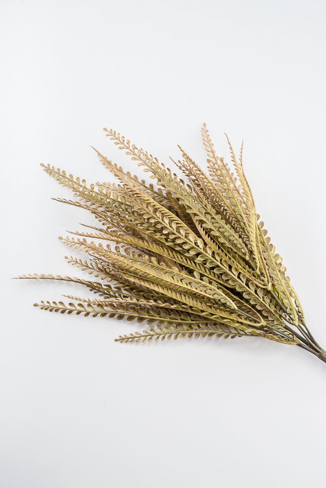 Artificial, Beige / Brown, Button Leaves & Sword Fern Bush - 20" - Greenery MarketArtificial Flora57355BEBN