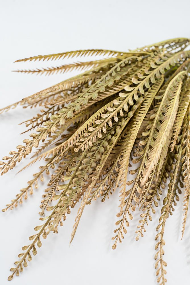 Artificial, Beige / Brown, Button Leaves & Sword Fern Bush - 20" - Greenery MarketArtificial Flora57355BEBN