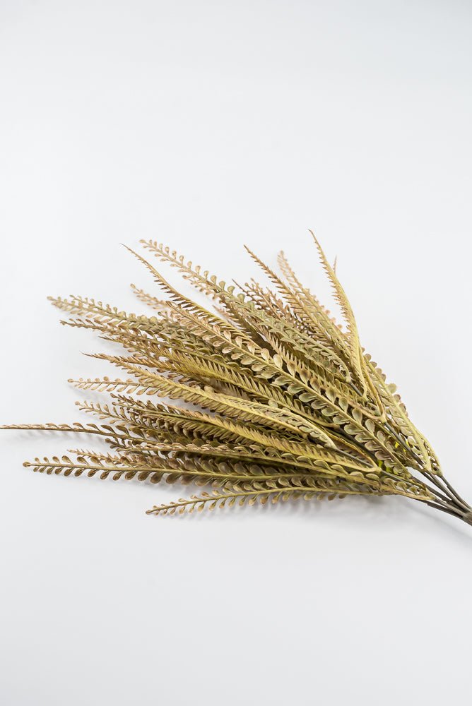 Artificial, Beige / Brown, Button Leaves & Sword Fern Bush - 20" - Greenery MarketArtificial Flora57355BEBN
