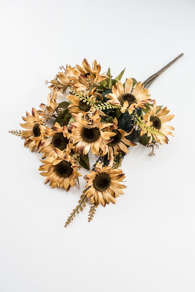 Artificial Beige Sunflower Bush - 19" - Greenery Market57525BE