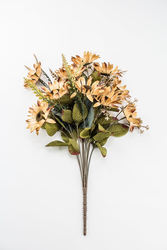 Artificial Beige Sunflower Bush - 19" - Greenery Market57525BE