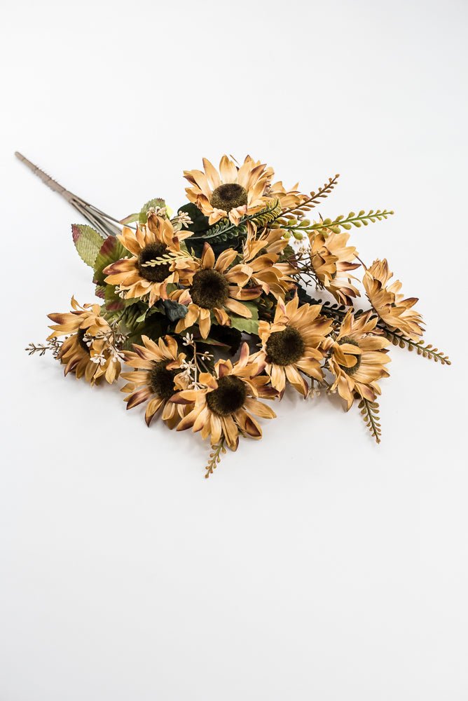 Artificial Beige Sunflower Bush - 19" - Greenery Market57525BE