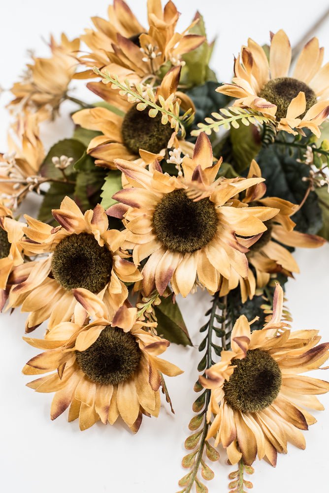 Artificial Beige Sunflower Bush - 19" - Greenery Market57525BE