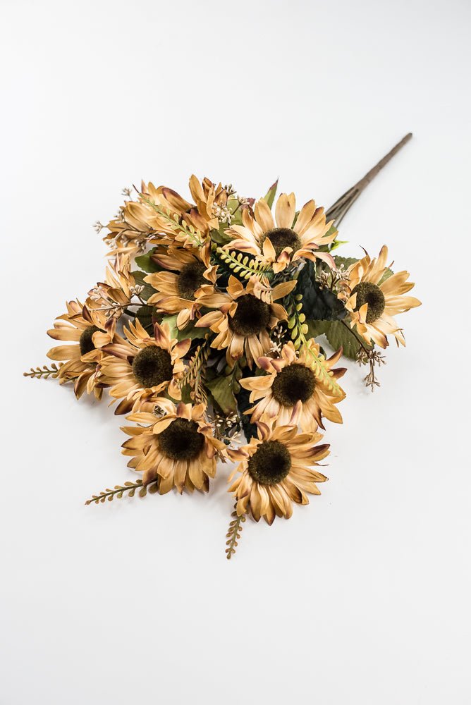 Artificial Beige Sunflower Bush - 19" - Greenery Market57525BE