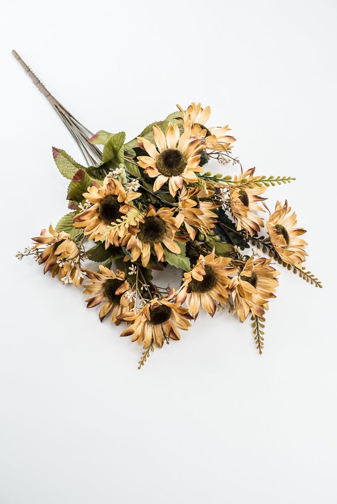 Artificial Beige Sunflower Bush - 19" - Greenery Market57525BE