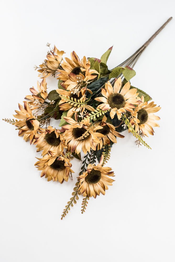 Artificial Beige Sunflower Bush - 19" - Greenery Market57525BE