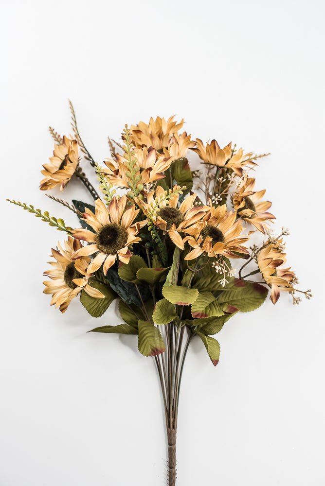 Artificial Beige Sunflower Bush - 19" - Greenery Market57525BE
