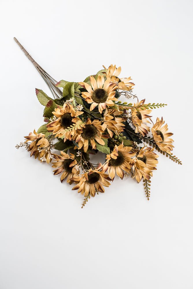 Artificial Beige Sunflower Bush - 19" - Greenery Market57525BE