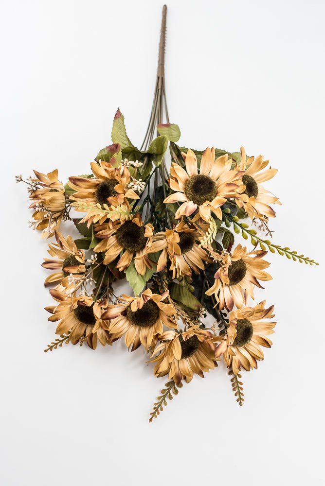 Artificial Beige Sunflower Bush - 19" - Greenery Market57525BE