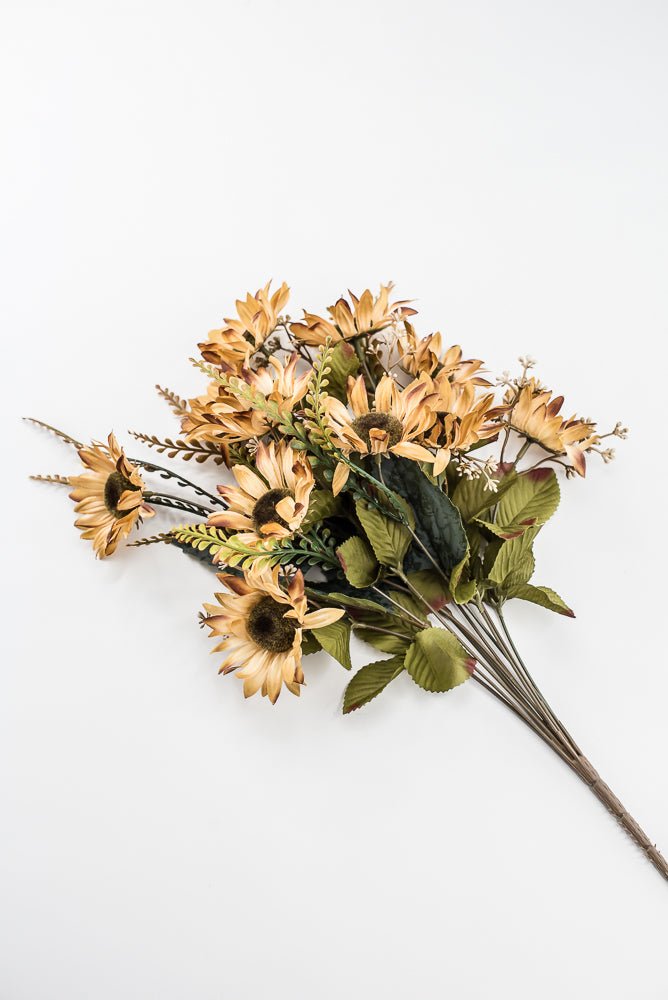 Artificial Beige Sunflower Bush - 19" - Greenery Market57525BE