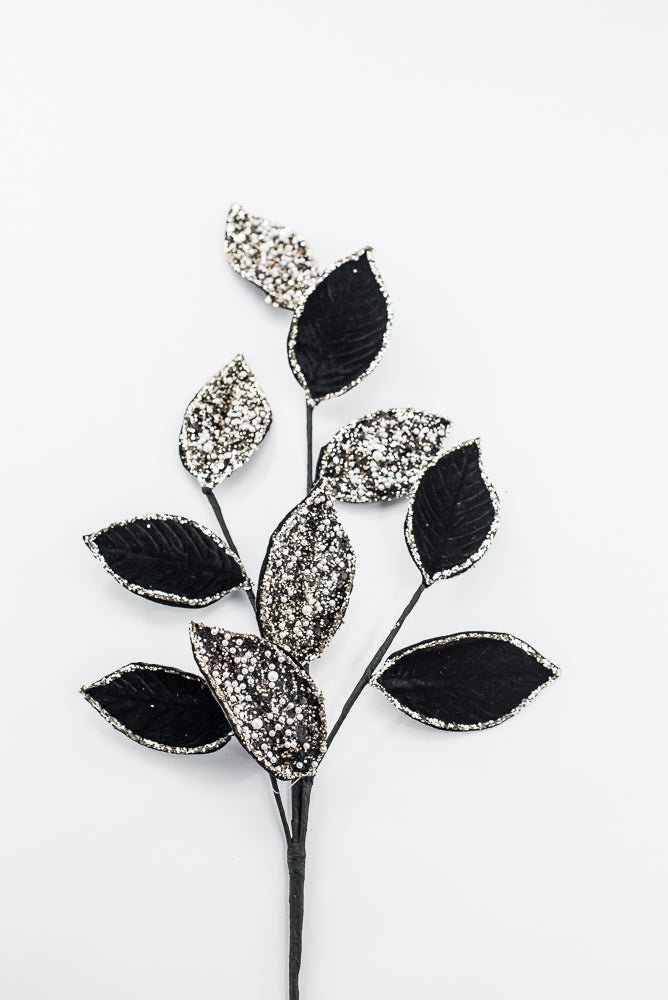 Artificial Black & Gold Leaf Stem With Pearls - 27.5" - Greenery MarketArtificial Flowers278055