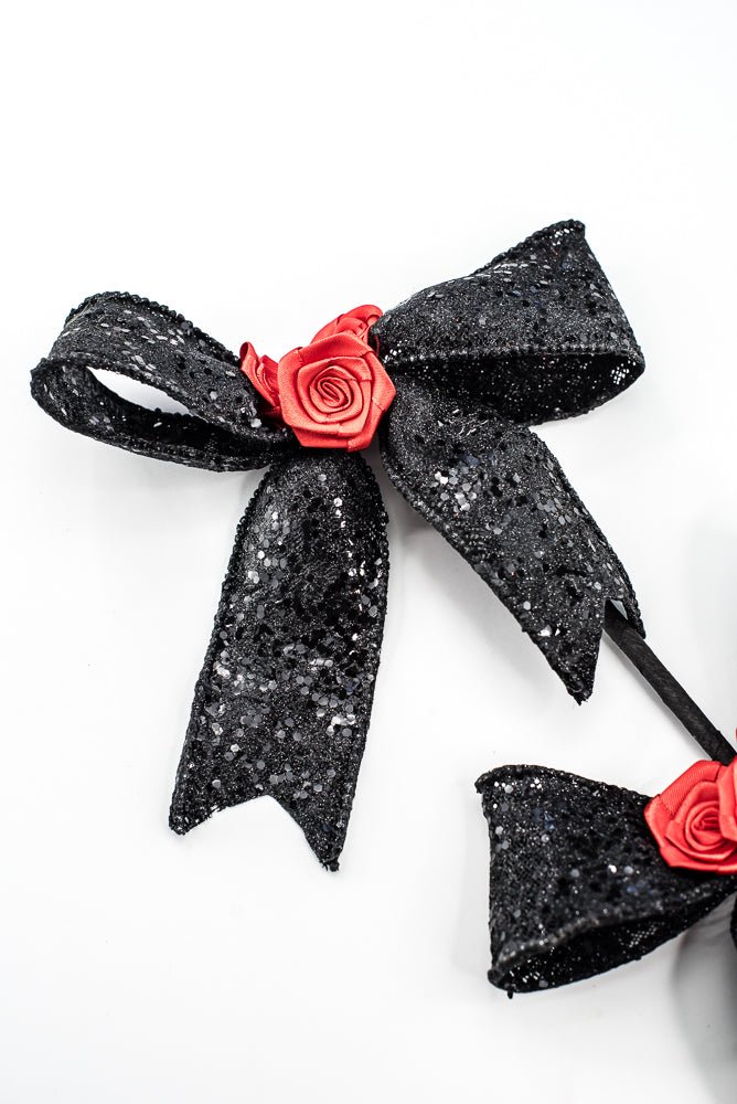 Artificial Black & Red Rose Bow Spray - 26" - Greenery Market57446BKRD