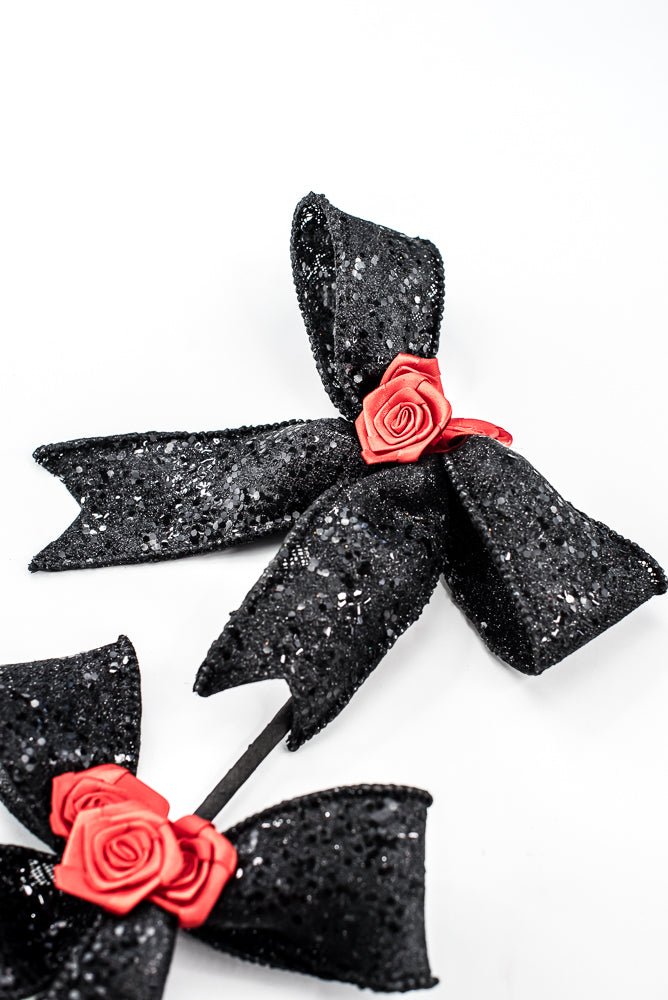Artificial Black & Red Rose Bow Spray - 26" - Greenery Market57446BKRD
