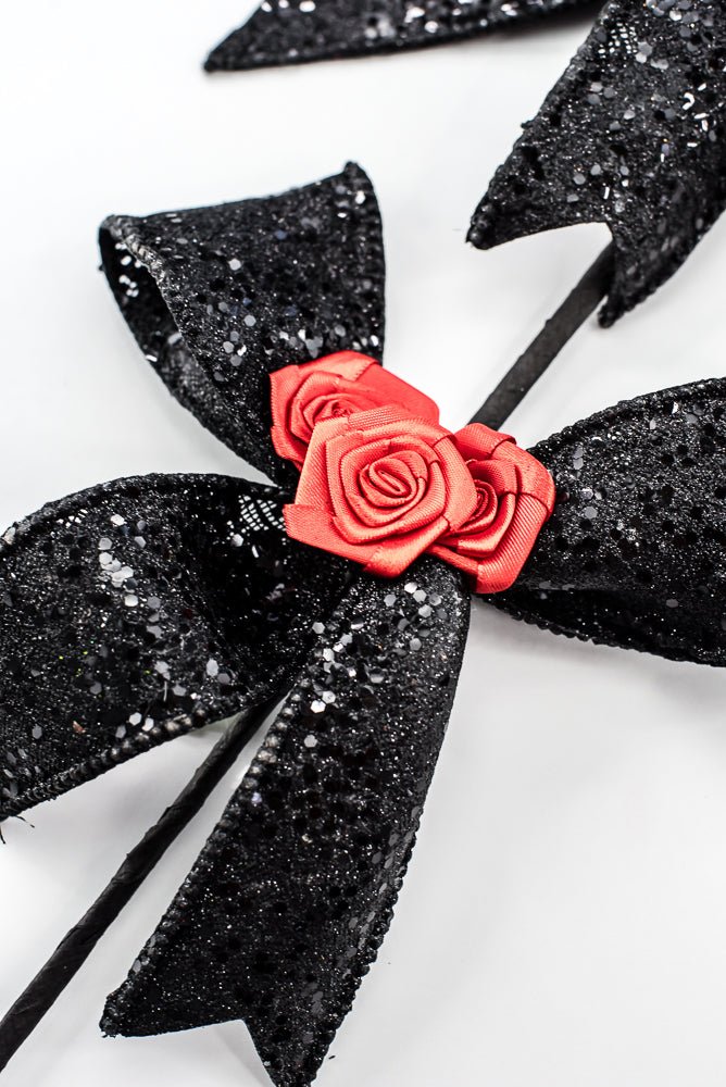 Artificial Black & Red Rose Bow Spray - 26" - Greenery Market57446BKRD