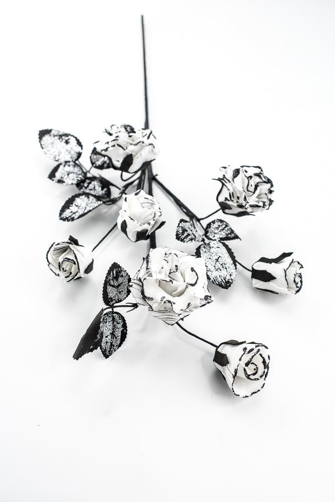 Artificial Black & White Rose Spray - 24" - Greenery Market57419BKWT