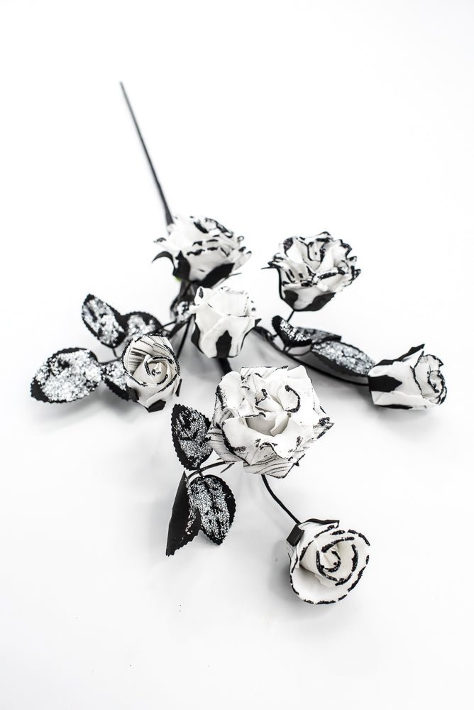 Artificial Black & White Rose Spray - 24" - Greenery Market57419BKWT