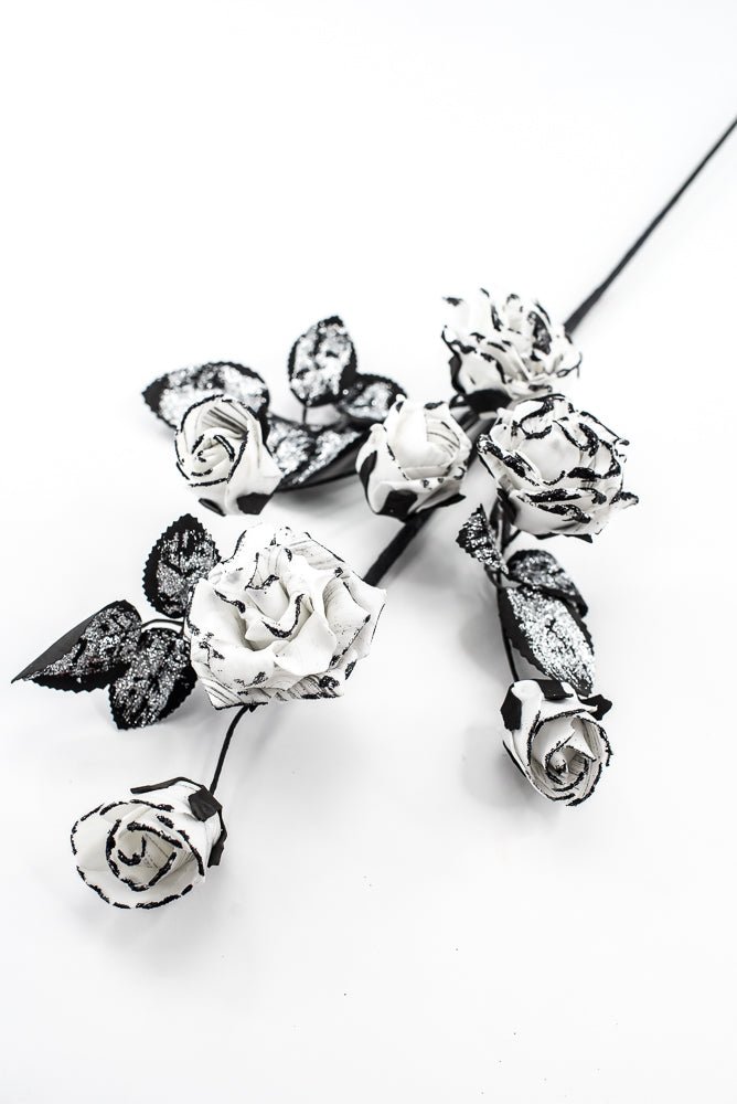 Artificial Black & White Rose Spray - 24" - Greenery Market57419BKWT