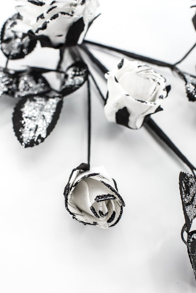 Artificial Black & White Rose Spray - 24" - Greenery Market57419BKWT
