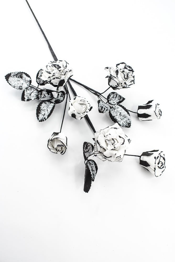 Artificial Black & White Rose Spray - 24" - Greenery Market57419BKWT