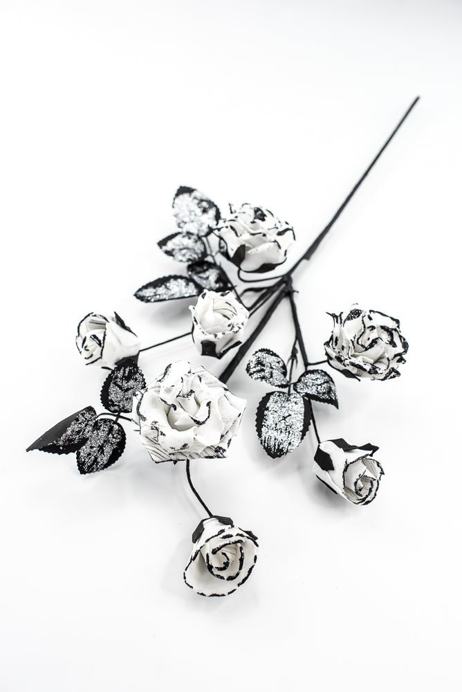 Artificial Black & White Rose Spray - 24" - Greenery Market57419BKWT