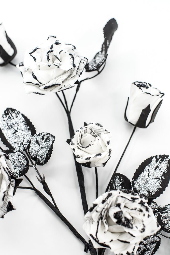 Artificial Black & White Rose Spray - 24" - Greenery Market57419BKWT