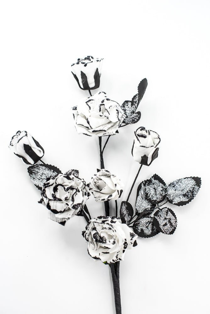 Artificial Black & White Rose Spray - 24" - Greenery Market57419BKWT